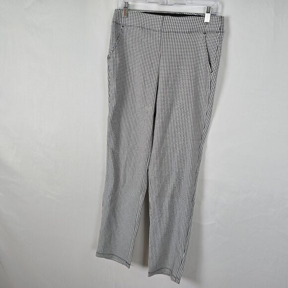 Max Studio Dress Pants Women's M Grey Black White Check Flat Front Pockets - Picture 14 of 16
